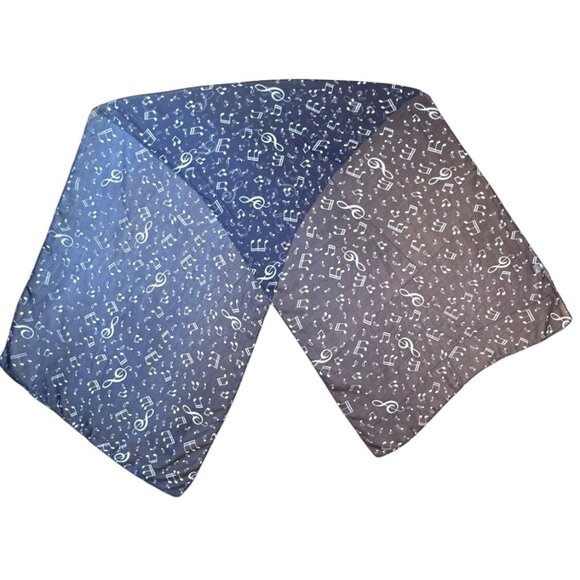 2/$30 Navy Blue & White Music Note Pattern Neck Scarf 58" Long - Picture 4 of 6